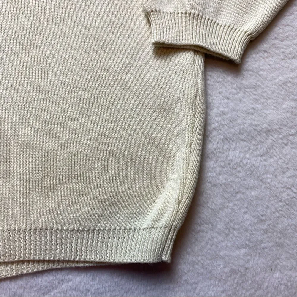 Eddie Bauer Very Pale Yellow Long Sleeve Crew Neck Knit Sweater Size Large - Picture 8 of 11